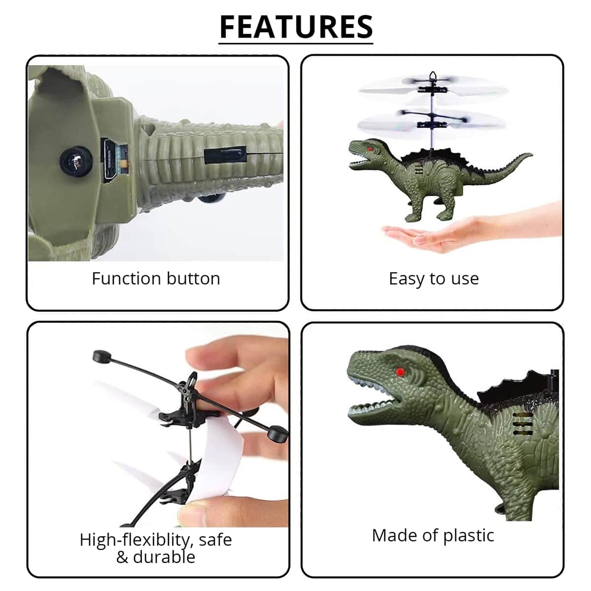 Dino Motion Control Drone with Rechargeable Battery- Green image number 2