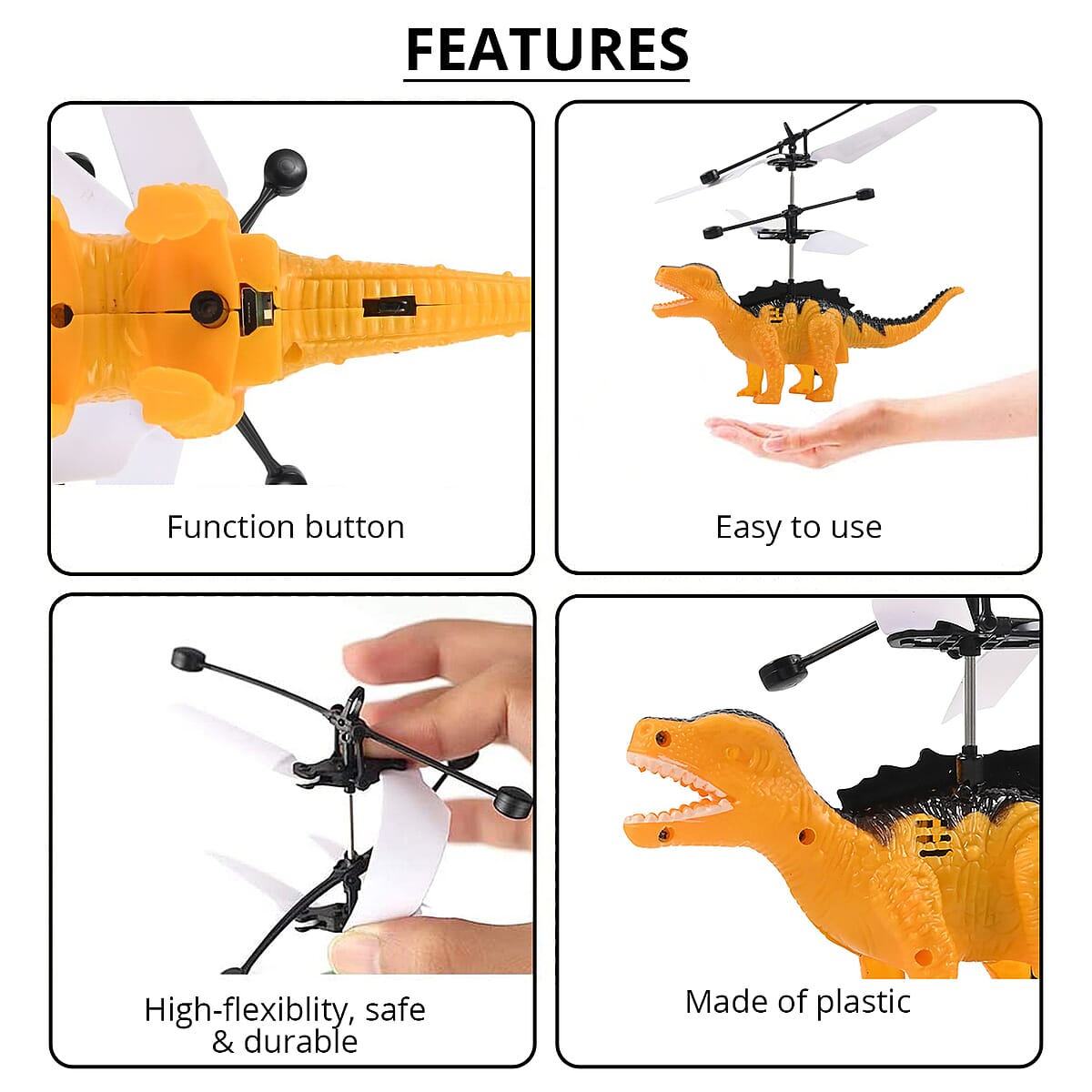 Dino Motion Control Drone with Rechargeable Battery- Yellow image number 2