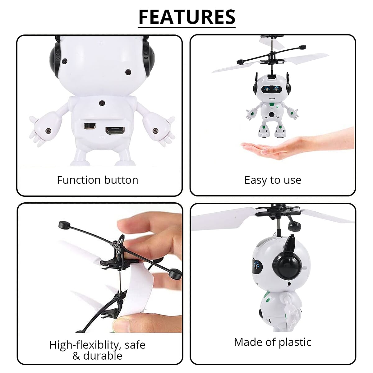 Closeout Robot Themed Motion Control Drone with Rechargeable Battery- White image number 2