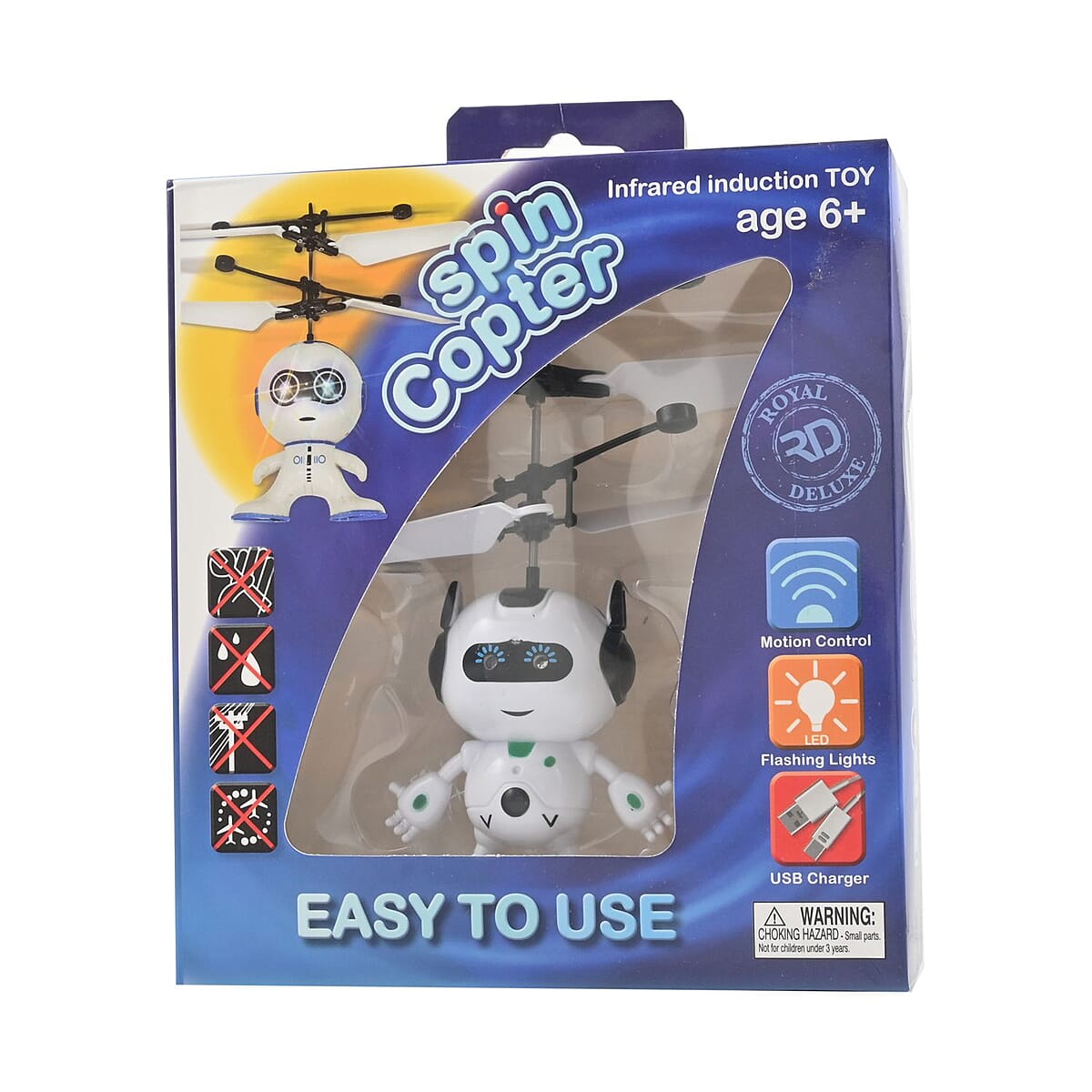 Closeout Robot Themed Motion Control Drone with Rechargeable Battery- White image number 5