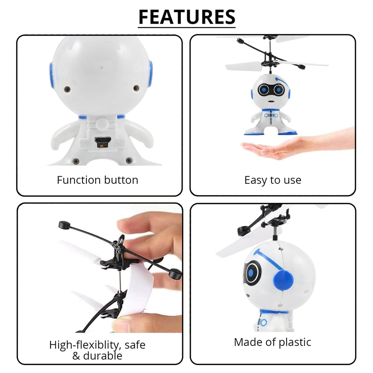 Robot Themed Motion Control Drone with Rechargeable Battery -Blue/White image number 2
