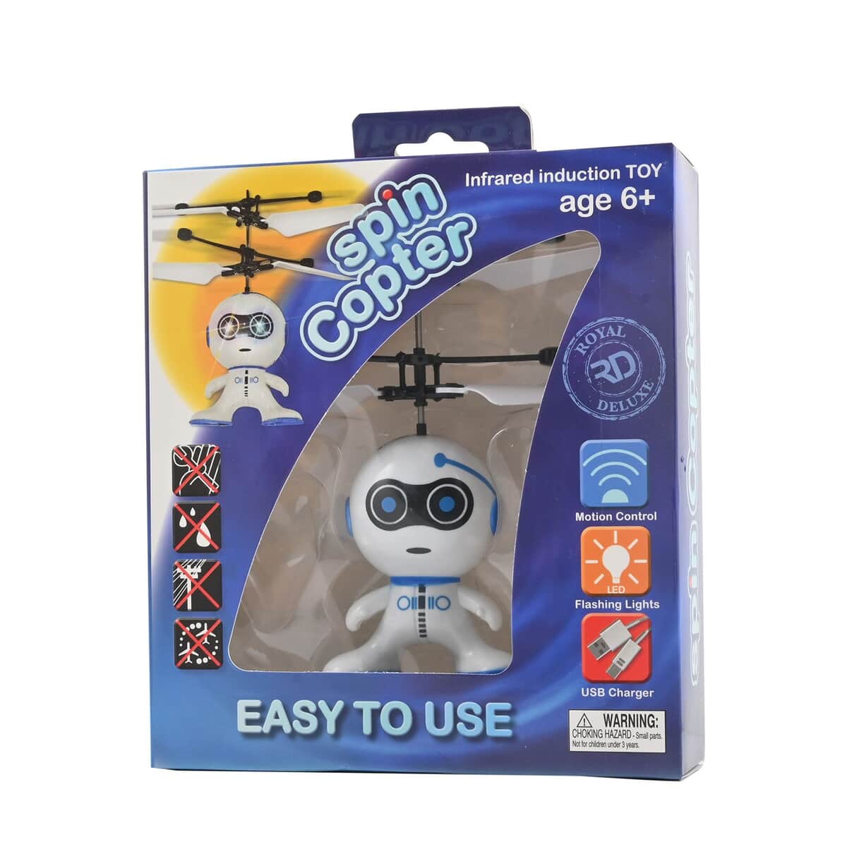 Robot Themed Motion Control Drone with Rechargeable Battery -Blue/White image number 5