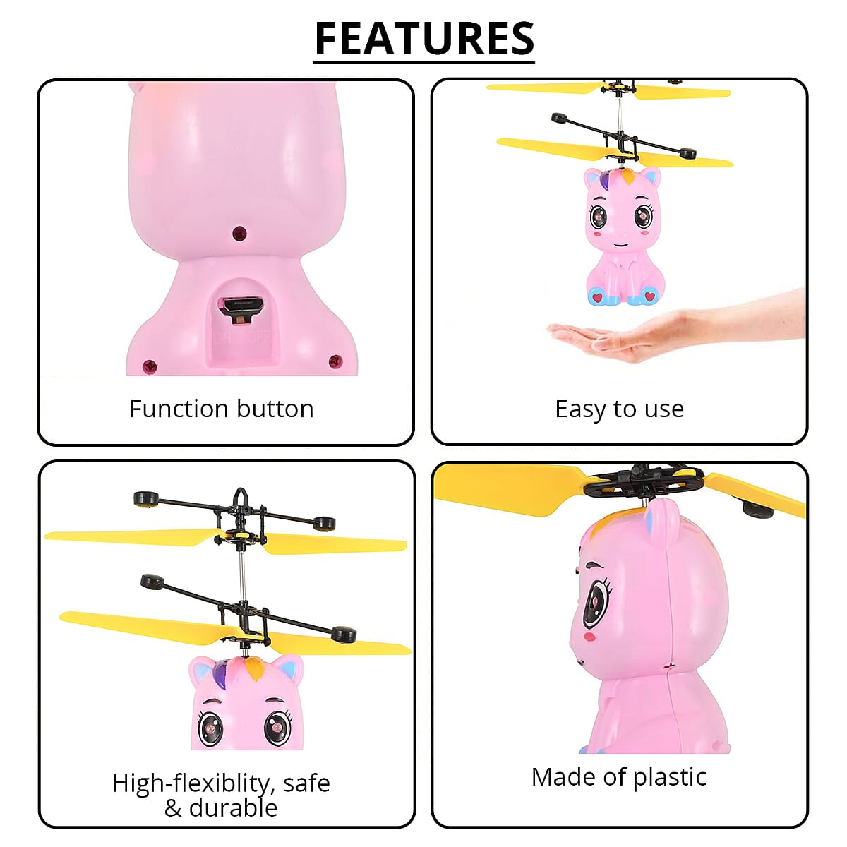 Closeout Unicorn Motion Control Drone with Rechargeable Battery- Pink image number 2