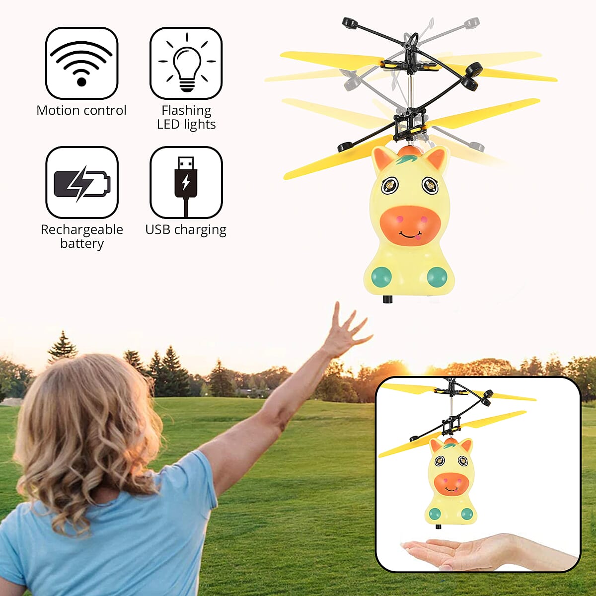 Closeout Horse Motion Control Drone with Rechargeable Battery- Yellow  image number 1