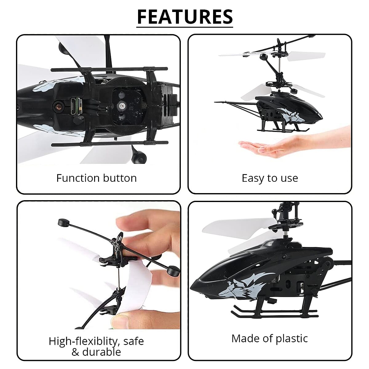 Shark Helicopter Motion Control Drone, Rechargeable Battery- Black image number 2