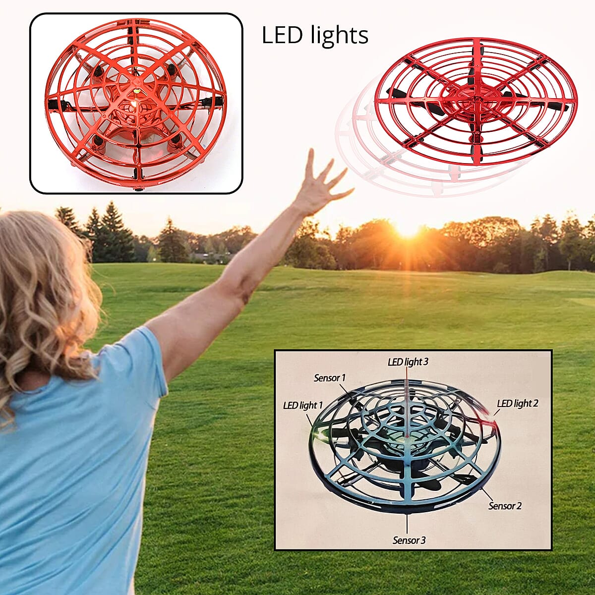 UFO Hover Drone - Red Metallic Round image number 1
