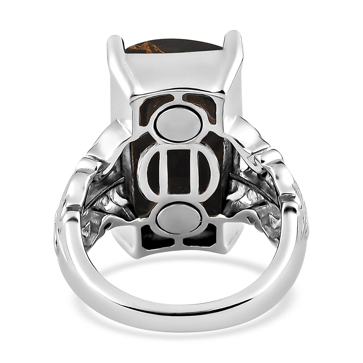 Doorbuster Matrix Silver Shungite Solitaire Ring in Platinum Over Copper with Magnet 9.35 ctw image number 4