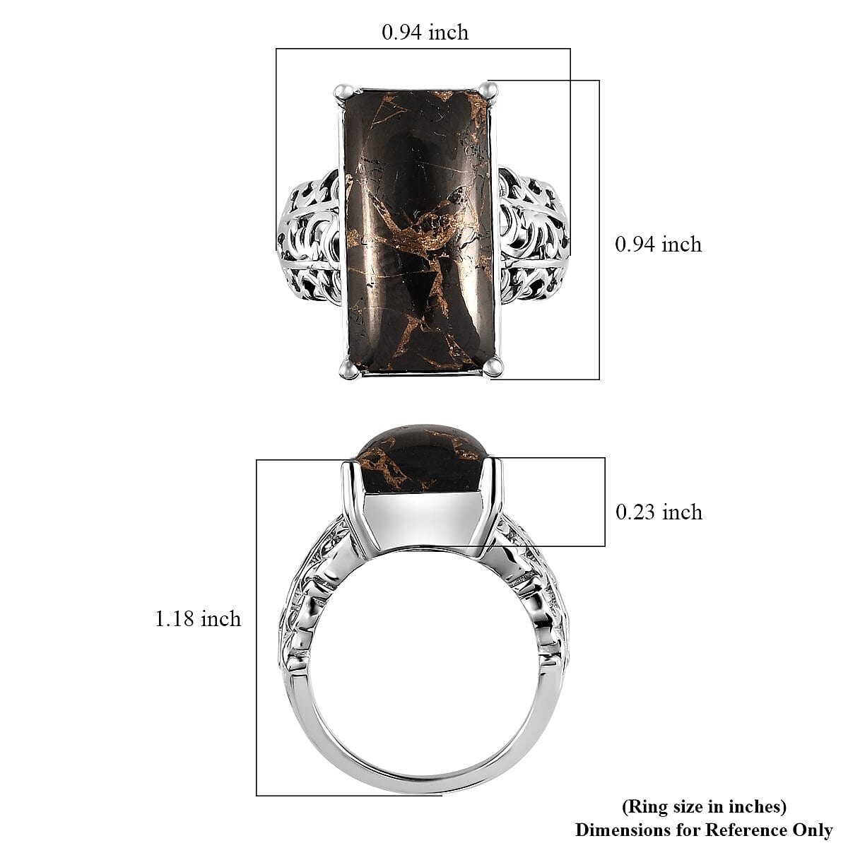 Doorbuster Matrix Silver Shungite Solitaire Ring in Platinum Over Copper with Magnet 9.35 ctw image number 5
