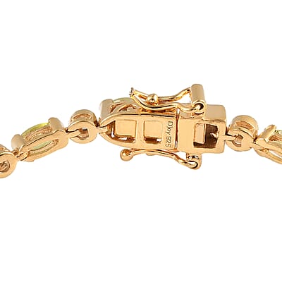 AAA Sava Sphene and Natural White Zircon Bracelet in Vermeil Yellow Gold Over Sterling Silver (6.50 In) 4.75 ctw