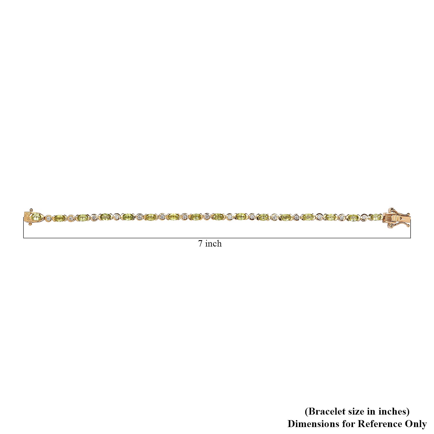 AAA Sava Sphene and Natural White Zircon Bracelet in Vermeil Yellow Gold Over Sterling Silver (6.50 In) 4.75 ctw