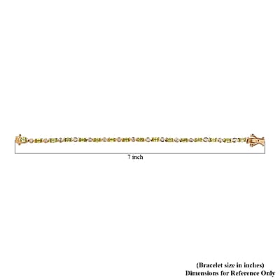 AAA Sava Sphene and Natural White Zircon Bracelet in Vermeil Yellow Gold Over Sterling Silver (6.50 In) 4.75 ctw