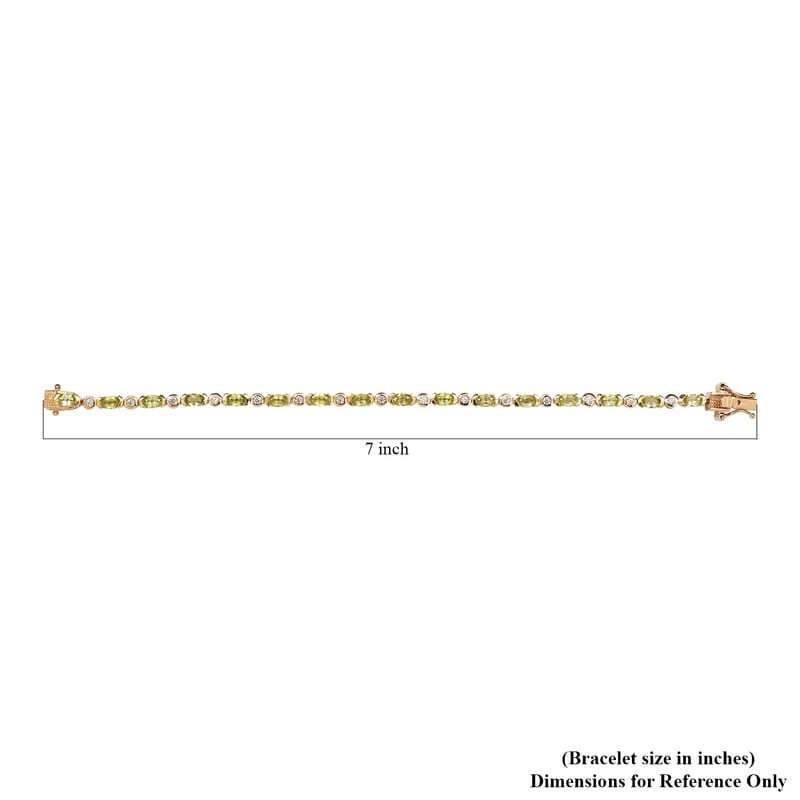 AAA Sava Sphene and Natural White Zircon Bracelet in Vermeil Yellow Gold Over Sterling Silver (6.50 In) 4.75 ctw