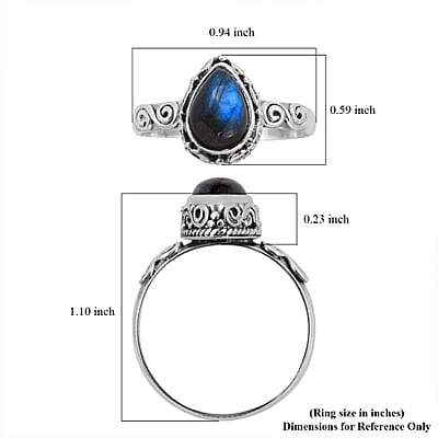 Bali Legacy Malagasy Labradorite Ring in Sterling Silver (Size 10.0) 2.50 ctw