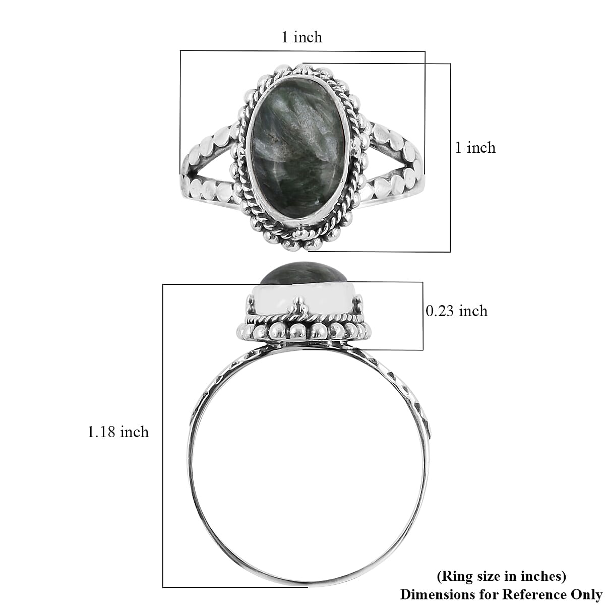 Bali Legacy Seraphinite Ring in Sterling Silver (Size 10.0) 3.00 ctw