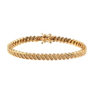 Natural Yellow Diamond I3 2 Row Bracelet in Vermeil Yellow Gold Over Sterling Silver (7.25 In) 1.50 ctw