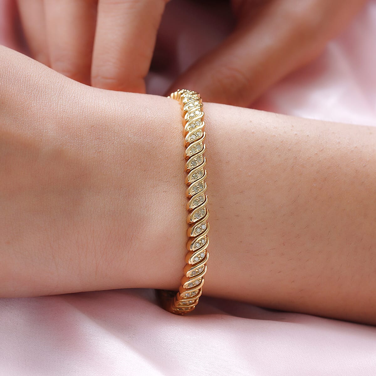 Natural Yellow Diamond I3 2 Row Bracelet in Vermeil Yellow Gold Over Sterling Silver (7.25 In) 1.50 ctw image number 2