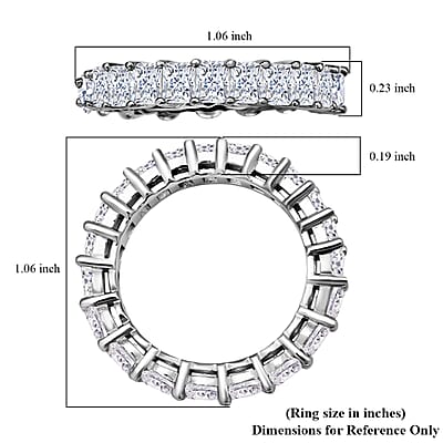 Simulated Diamond Half Eternity Band Ring in Rhodium Over Sterling Silver (Size 8.5) 7.20 ctw