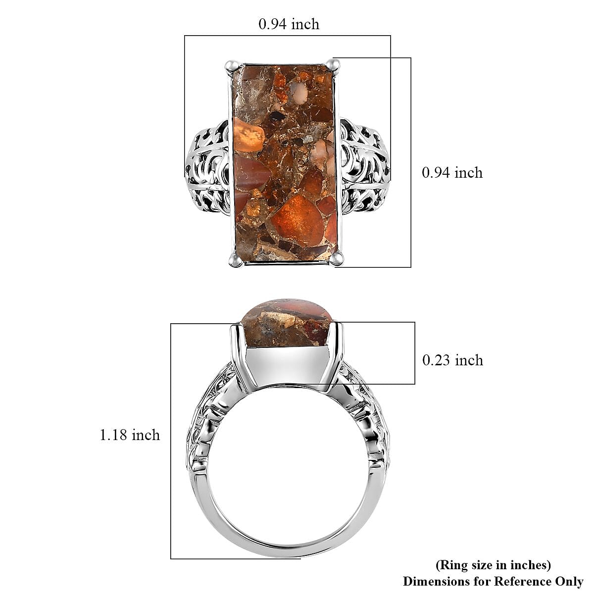 Matrix Fire Opal Solitaire Ring in Platinum Over Copper with Magnet (Size 7.0) 9.15 ctw image number 5