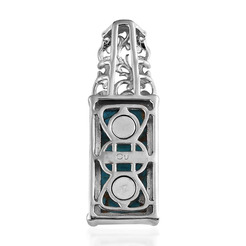 Chestnut Brine Turquoise Pendant in Platinum Over Copper with Magnet 9.15 ctw