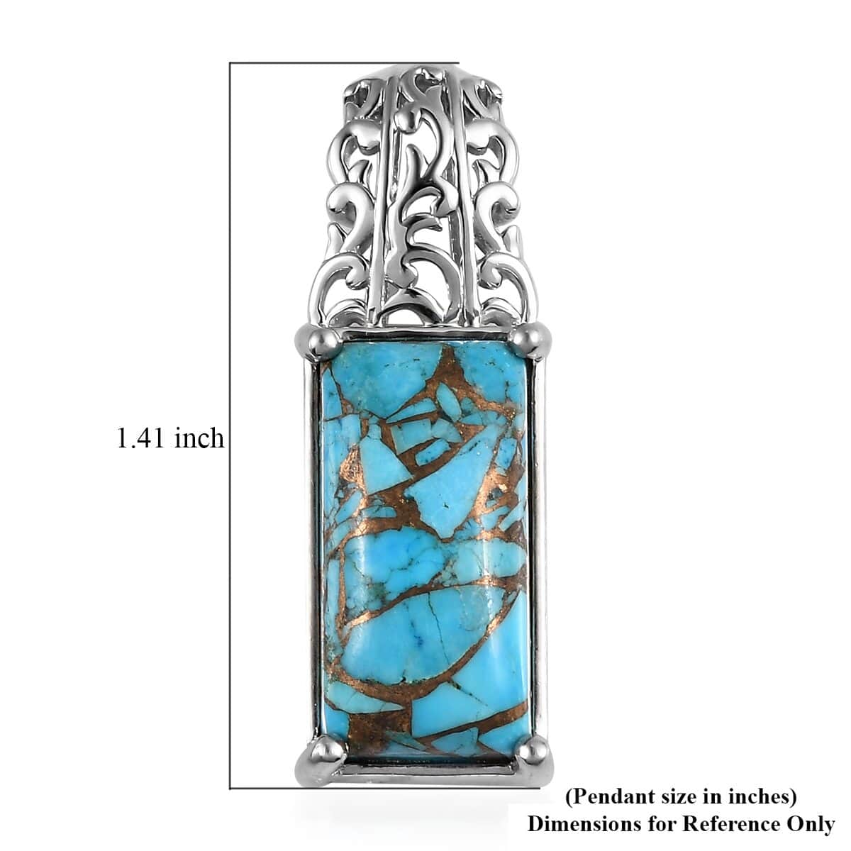 Doorbuster Chestnut Brine Turquoise Pendant in Platinum Over Copper with Magnet 11.42 ctw image number 5