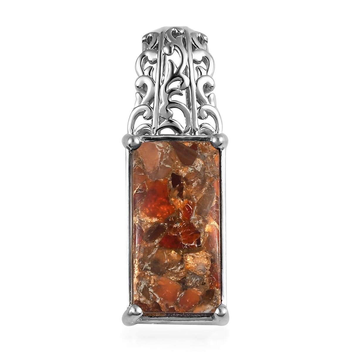 Matrix Fire Opal Pendant in Platinum Over Copper with Magnet 9.15 ctw image number 0