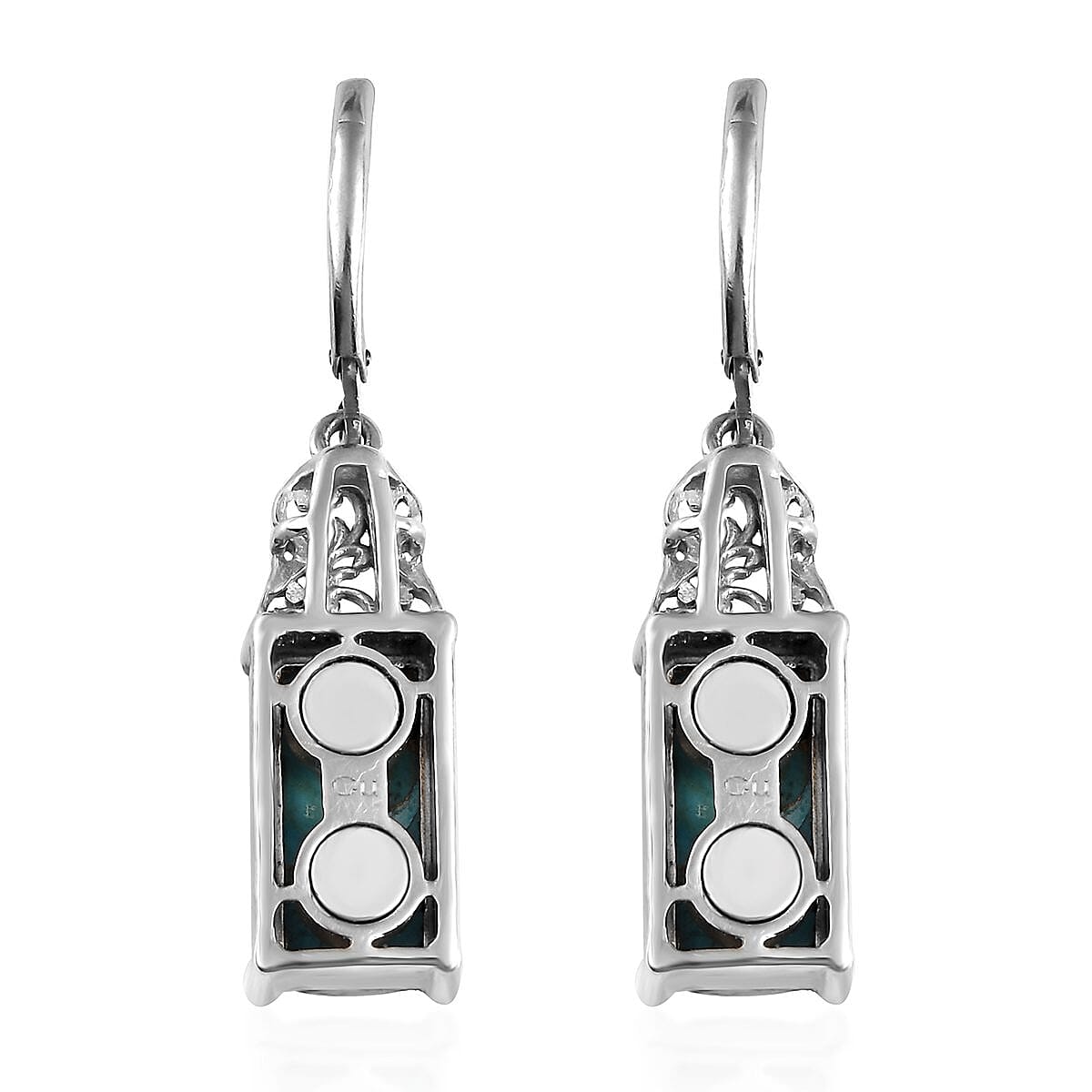 Doorbuster Chestnut Brine Turquoise Lever Back Earrings in Platinum Over Copper with Magnet and Stainless Steel 8.90 ctw image number 3