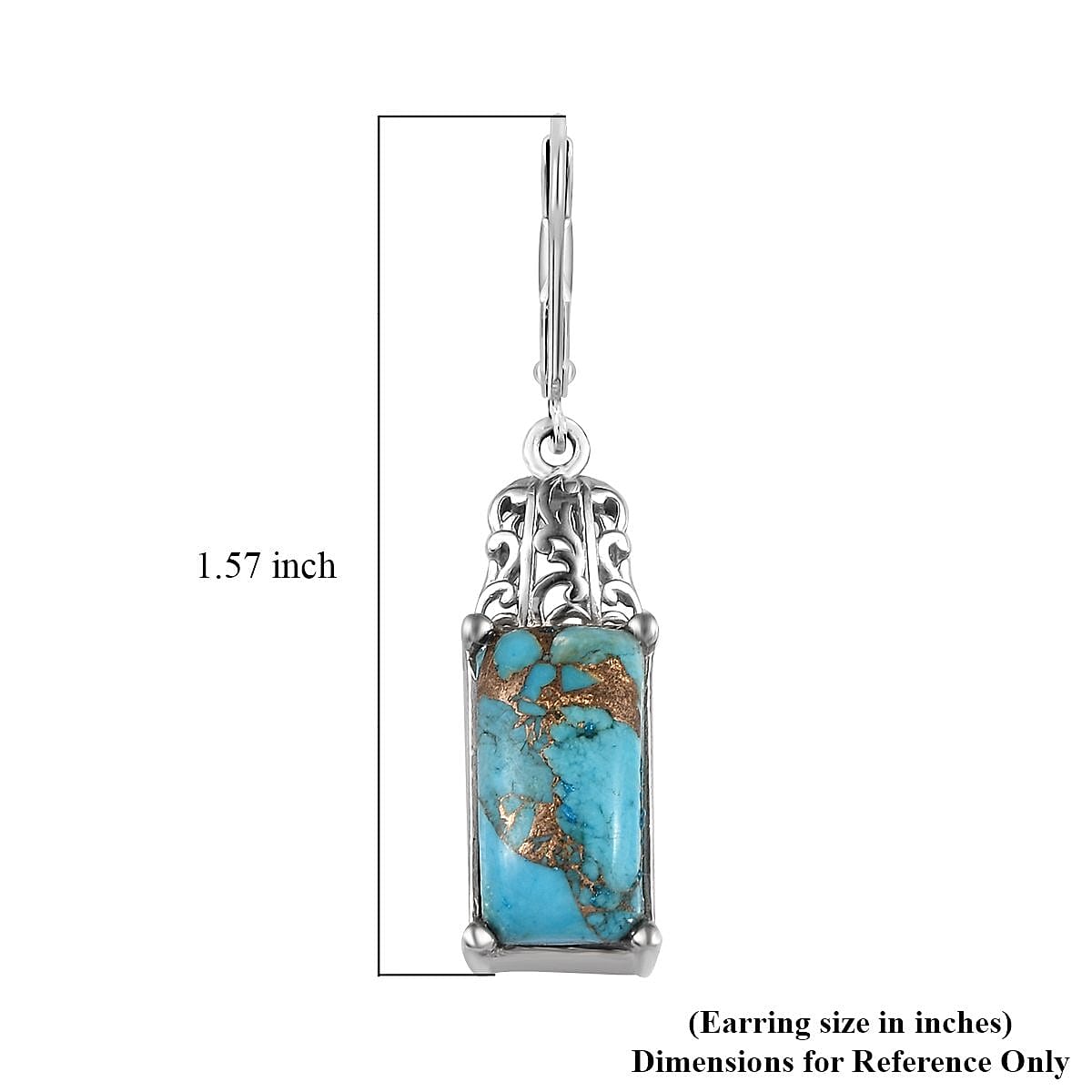 Doorbuster Chestnut Brine Turquoise Lever Back Earrings in Platinum Over Copper with Magnet and Stainless Steel 8.90 ctw image number 4