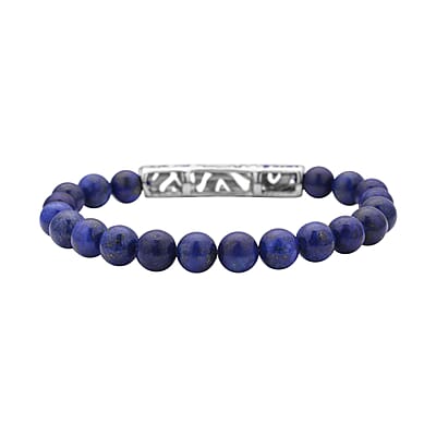 Lapis Lazuli, Blue Austrian Crystal Beaded and Tiger Strip Bracelet in Stainless Steel (7.50 In) 87.20 ctw | Tarnish-Free, Waterproof, Sweat Proof Jewelry