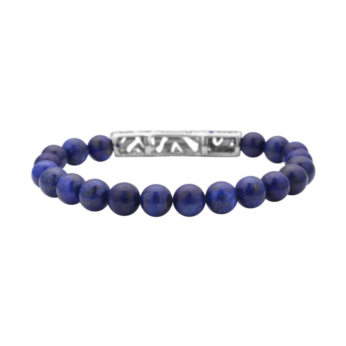 Lapis Lazuli, Blue Austrian Crystal Beaded and Tiger Strip Bracelet in Stainless Steel (7.50 In) 87.20 ctw | Tarnish-Free, Waterproof, Sweat Proof Jewelry image number 4