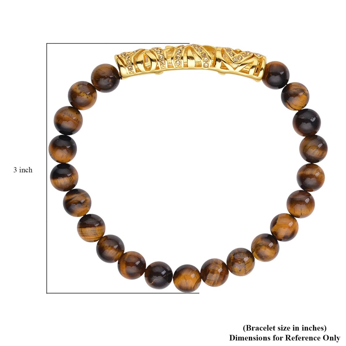 Yellow Tiger's Eye, Yellow Austrian Crystal Beaded and Tiger Strip Bracelet in ION Plated YG Stainless Steel (7.50 In) 87.20 ctw , Tarnish-Free, Waterproof, Sweat Proof Jewelry image number 5