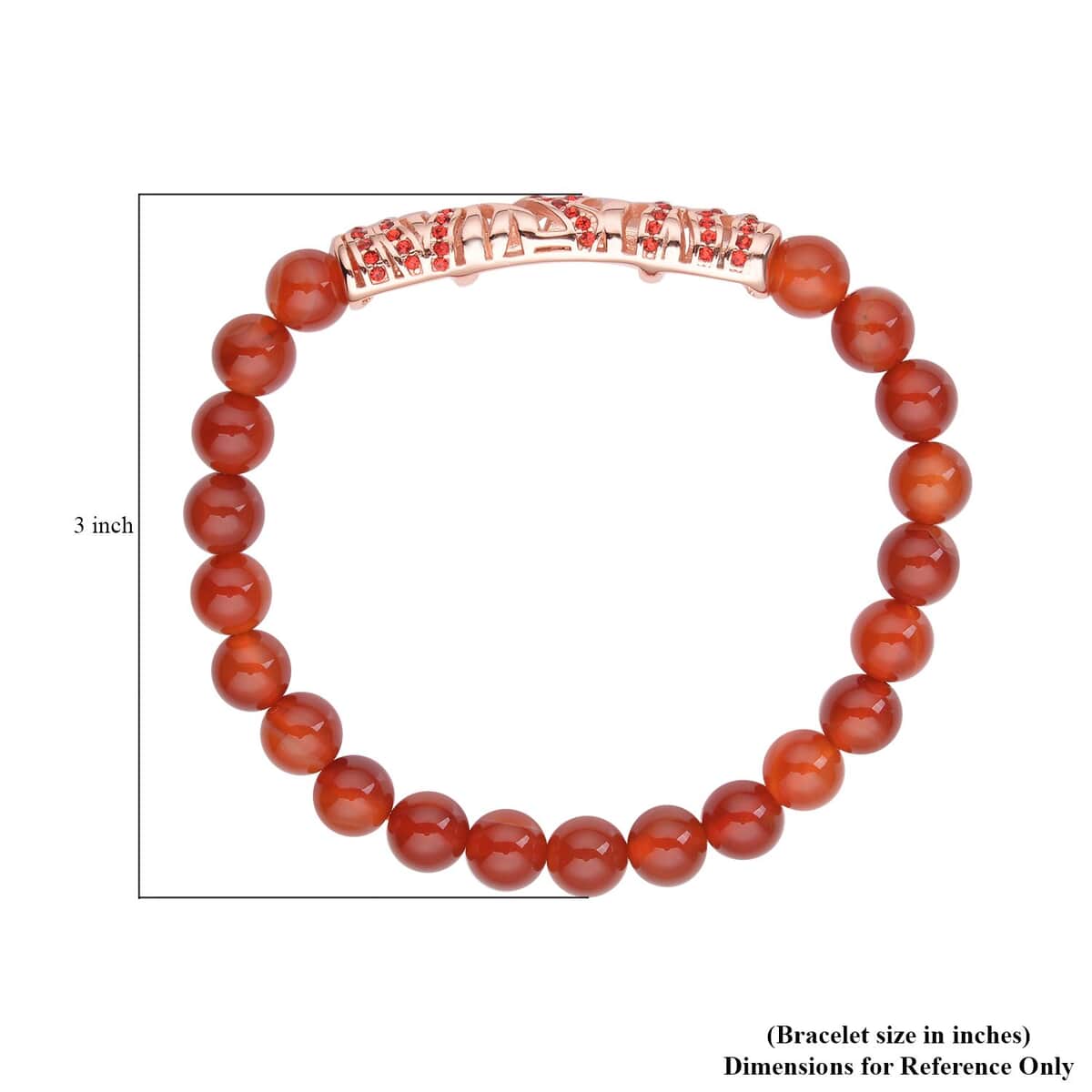 Red Agate, Red Austrian Crystal Beaded and Tiger Strip Bracelet in ION Plated RG Stainless Steel (7.50 In) 87.20 ctw , Tarnish-Free, Waterproof, Sweat Proof Jewelry image number 5