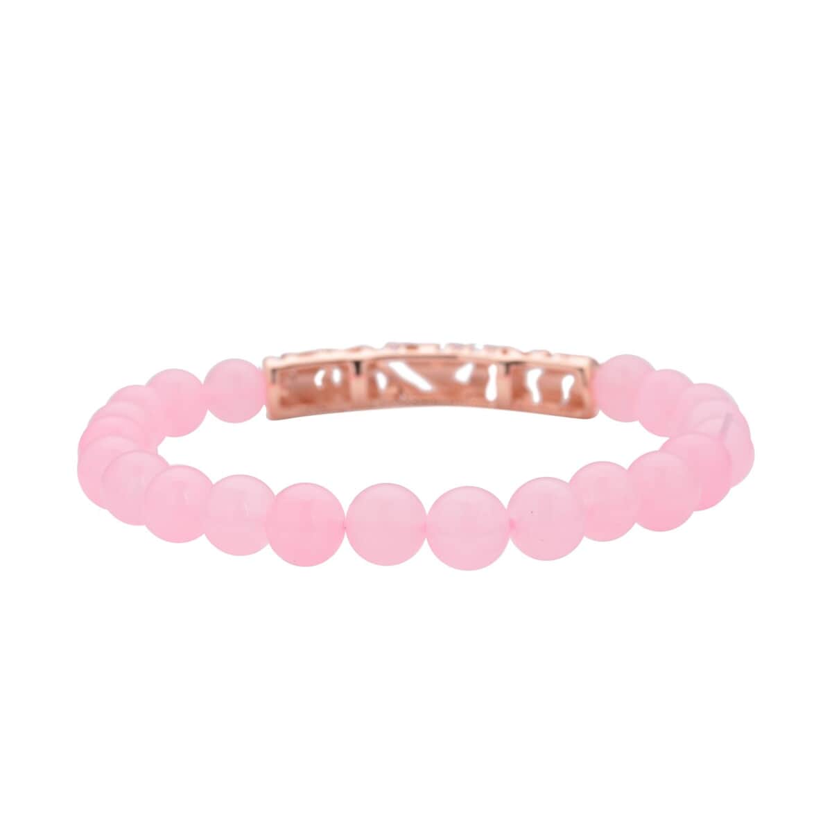 Galilea Rose Quartz, Pink Austrian Crystal Beaded and Tiger Strip Bracelet in ION Plated RG Stainless Steel (7.50 In) 87.20 ctw | Tarnish-Free, Waterproof, Sweat Proof Jewelry image number 4