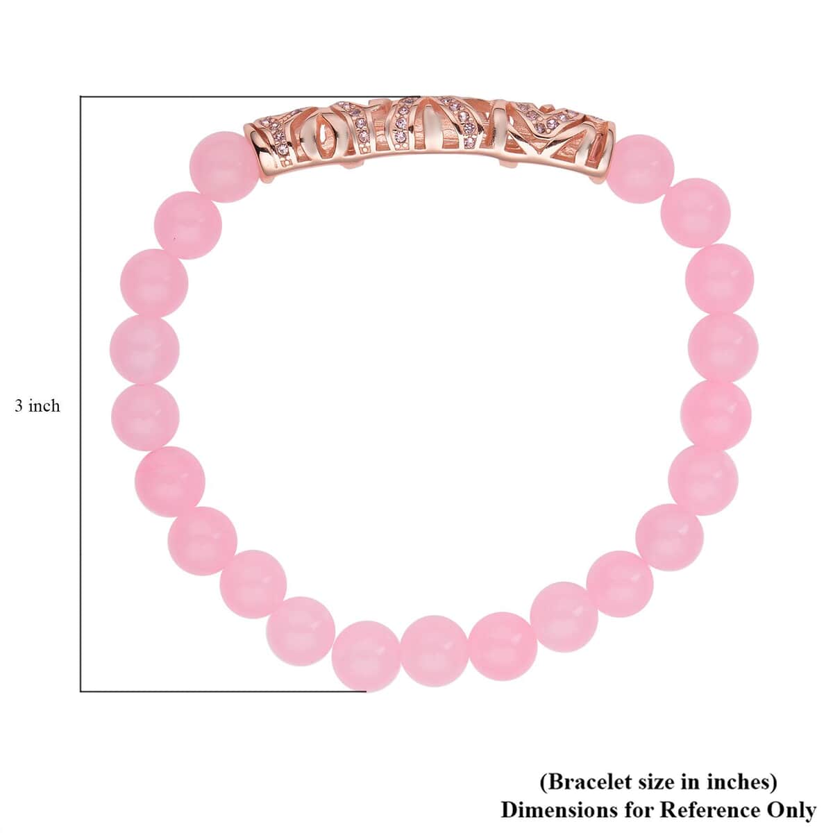 Galilea Rose Quartz, Pink Austrian Crystal Beaded and Tiger Strip Bracelet in ION Plated RG Stainless Steel (7.50 In) 87.20 ctw | Tarnish-Free, Waterproof, Sweat Proof Jewelry image number 5