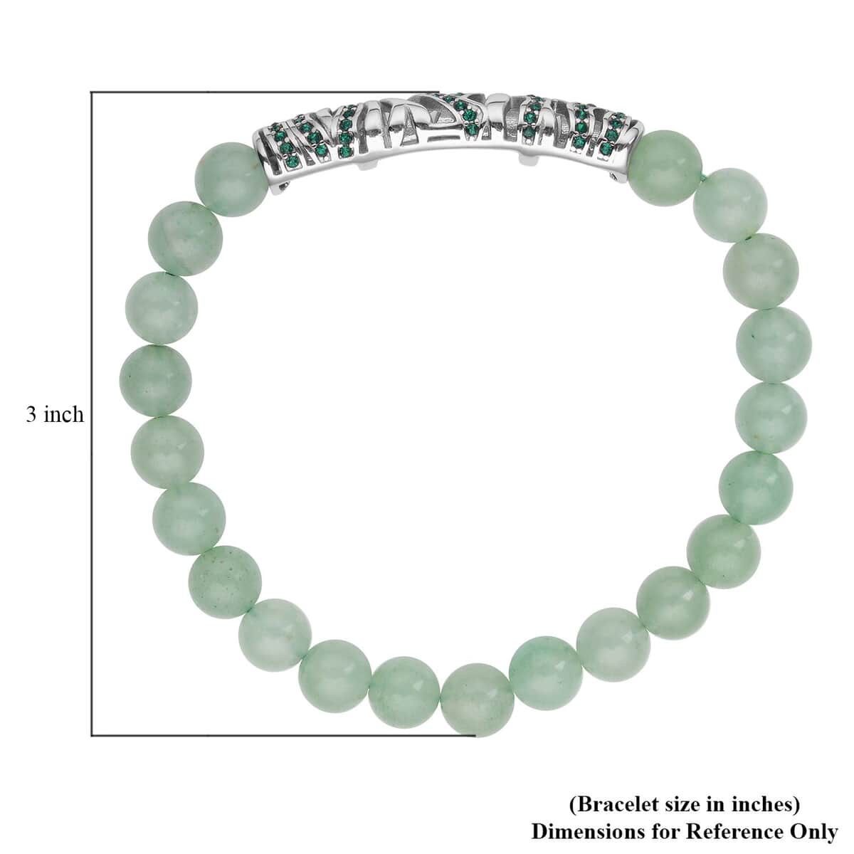 Green Aventurine, Neon Green Austrian Crystal Beaded and Tiger Strip Bracelet in Stainless Steel (7.50 In) 87.20 ctw | Tarnish-Free, Waterproof, Sweat Proof Jewelry image number 5