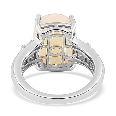 Premium Ethiopian Welo Opal and Diamond Ring in Platinum Over Sterling Silver (Size 10.0) 5.00 ctw