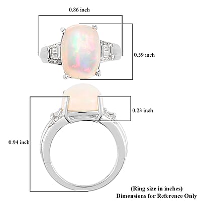 Premium Ethiopian Welo Opal and Diamond Ring in Platinum Over Sterling Silver (Size 10.0) 5.00 ctw