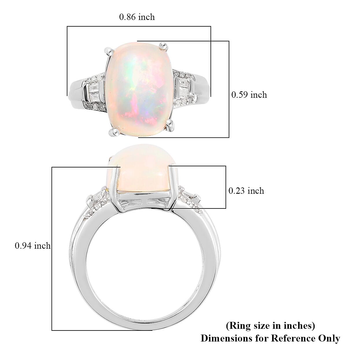 Premium Ethiopian Welo Opal and Diamond Ring in Platinum Over Sterling Silver (Size 8.0) 5.00 ctw image number 5