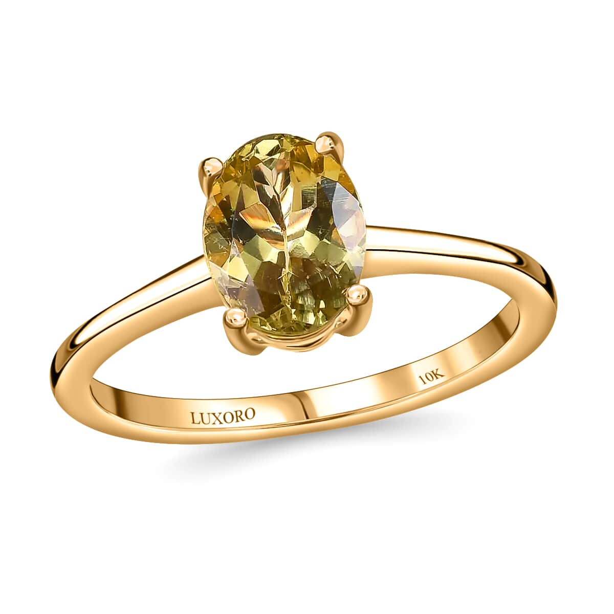LUXORO 10K Yellow Gold Premium Yellow Apatite Solitaire Ring (Size 10.0) 1.21 ctw image number 0
