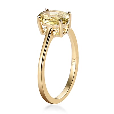 Luxoro 10K Yellow Gold Premium Canary Yellow Apatite Solitaire Ring (Size 6.0) 1.25 ctw