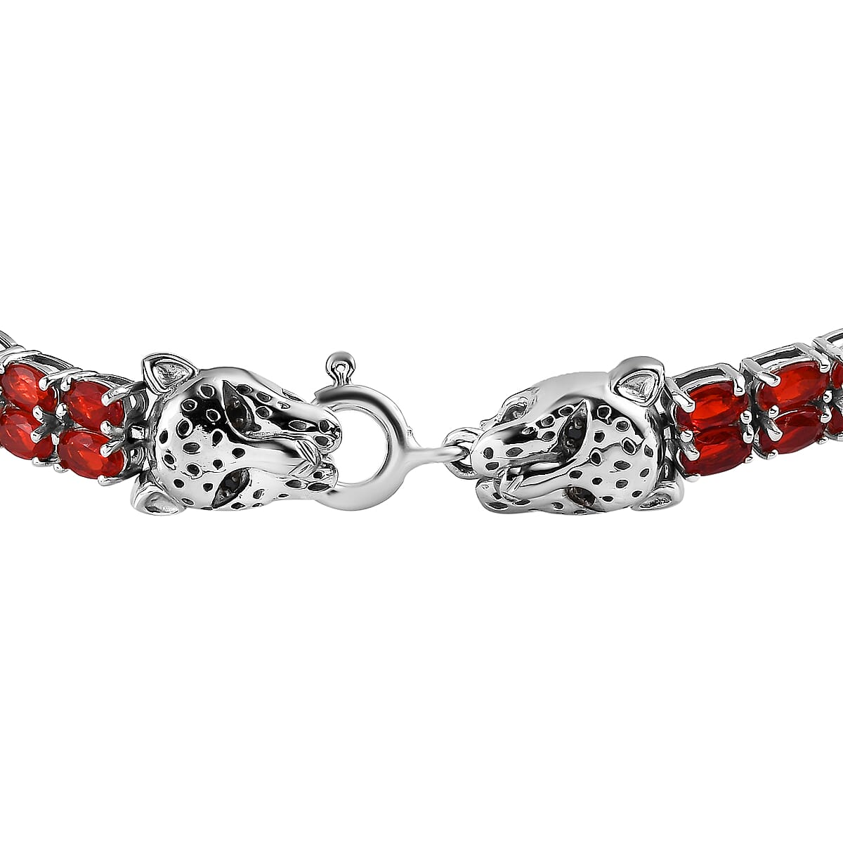 Mexican Cherry Fire Opal and Natural Thai Black Spinel Double Row Tennis Bracelet in Platinum Over Sterling Silver (8.00 In) 17 Grams 8.90 ctw image number 3
