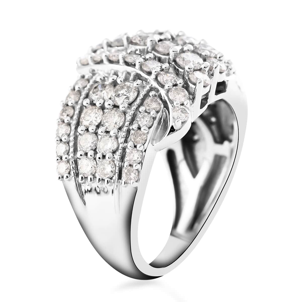 NY Closeout 10K White Gold H-I I2 Diamond Cluster Ring (Size 7.0) 8.25 Grams 3.00 ctw image number 3