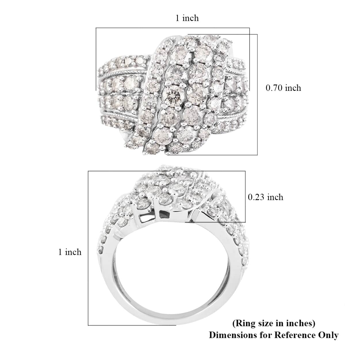 NY Closeout 10K White Gold H-I I2 Diamond Cluster Ring (Size 7.0) 8.25 Grams 3.00 ctw image number 4