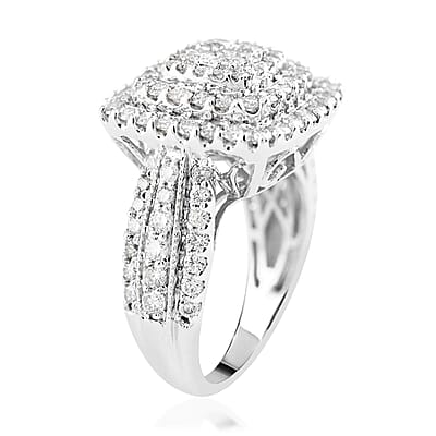 NY Closeout Diamond H-I I1 2.00 ctw Cluster Ring in 14K White Gold (Size 7.0) 5.60 Grams