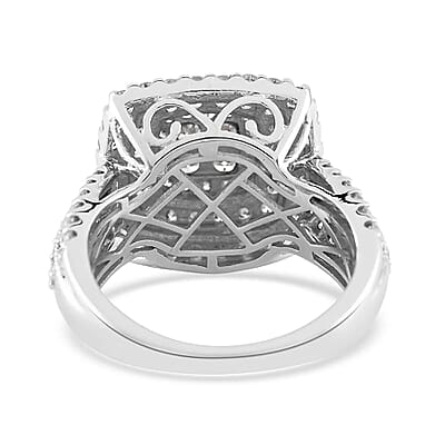 NY Closeout Diamond H-I I1 2.00 ctw Cluster Ring in 14K White Gold (Size 7.0) 5.60 Grams