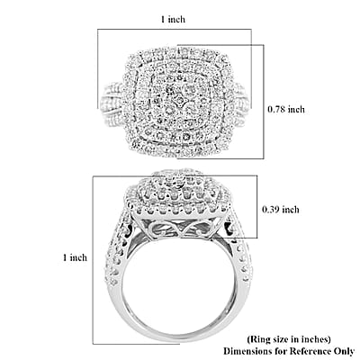 NY Closeout Diamond H-I I1 2.00 ctw Cluster Ring in 14K White Gold (Size 7.0) 5.60 Grams