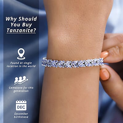 Karis Tanzanite Bracelet in Platinum Bond, Double Row Bracelet For Women (6.50 In) 8.65 ctw