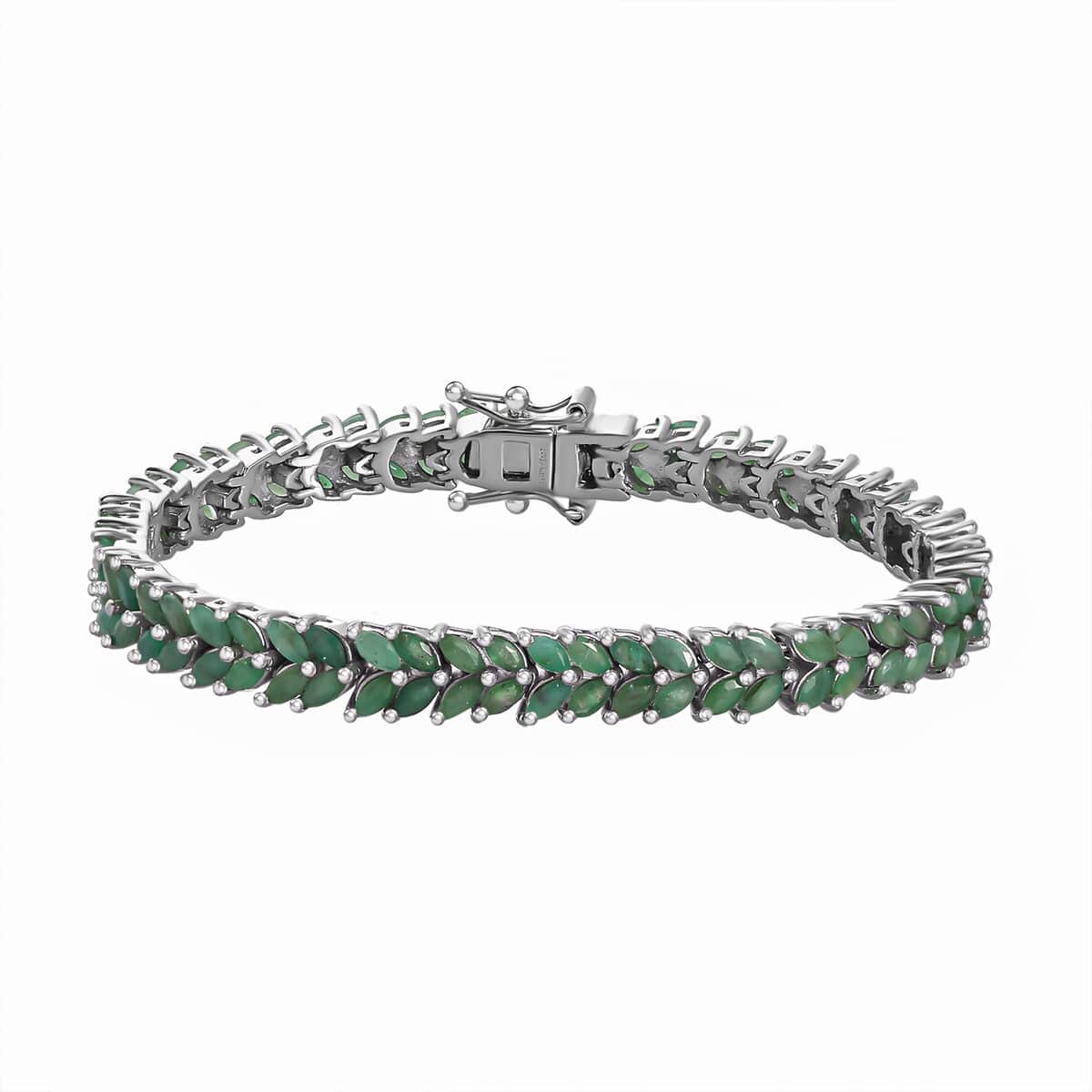 Karis Brazilian Emerald Bracelet in Platinum Bond, Double Row Bracelet For Women (6.50 In) 6.50 ctw image number 0