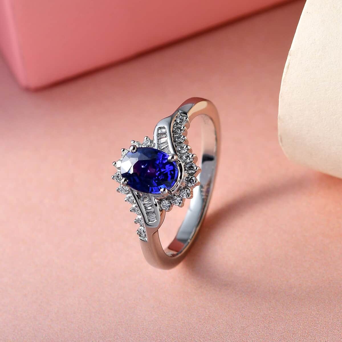 RHAPSODY 950 Platinum AAAA Color Change Sapphire and E-F VS Diamond Ring 5.25 Grams 1.25 ctw image number 1