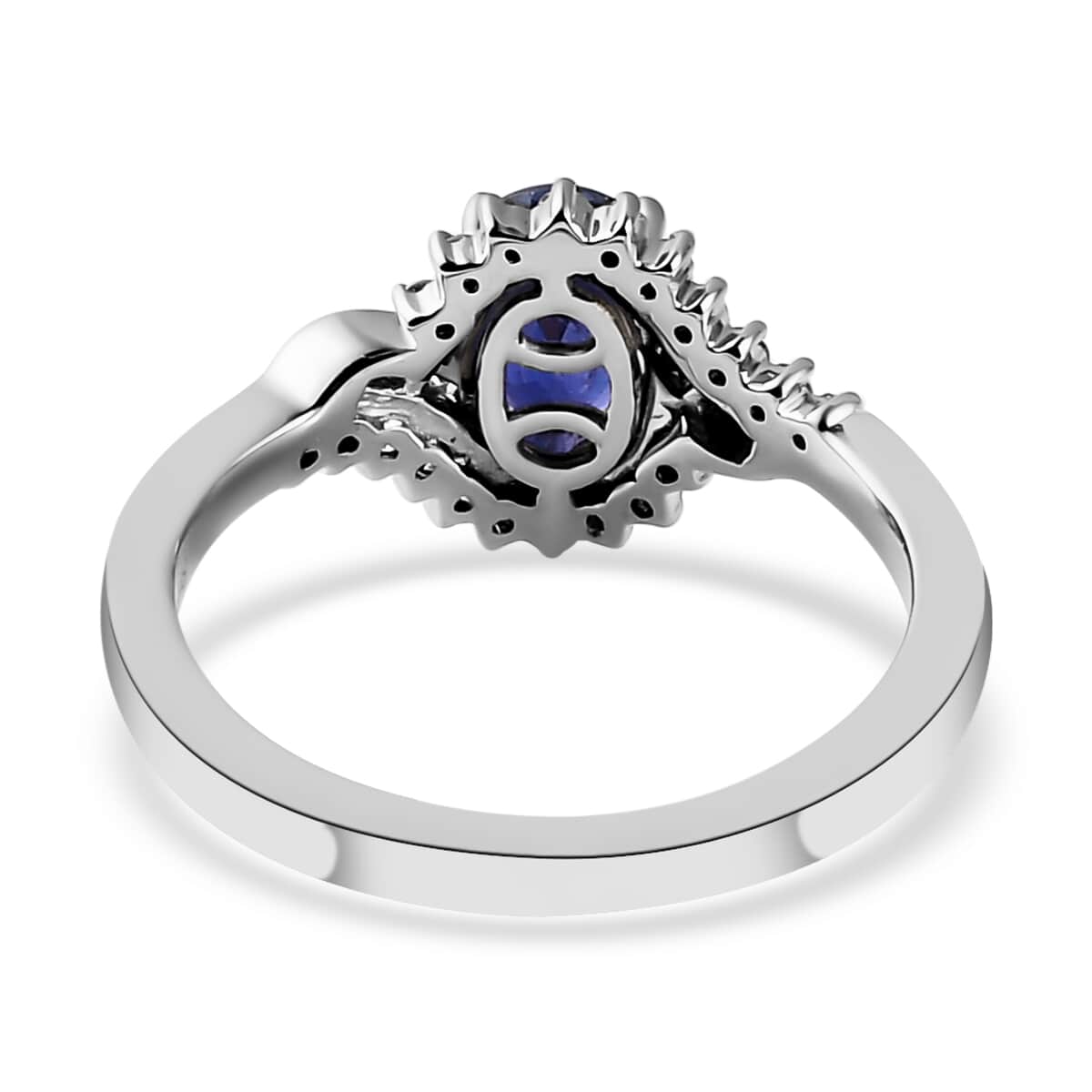 Rhapsody 950 Platinum AAAA Tanzanian Color Change Sapphire and E-F VS Diamond Ring (Size 7.0) 5.25 Grams 1.25 ctw with Free UV Flash Light image number 4