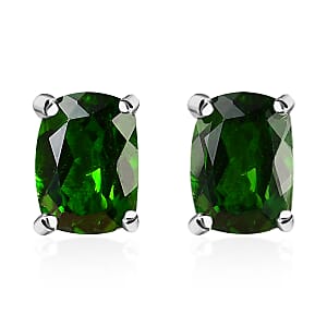 Premium Chrome Diopside Solitaire Stud Earrings in Platinum Over Sterling Silver 1.75 ctw